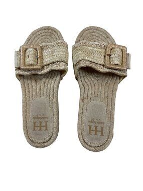 Haute Hippie Natural Woven Jute Buckle Sandals Womens Size 8M Beige
